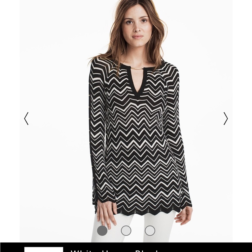 White House Black Market black and white Tunic Sweater M NWT
